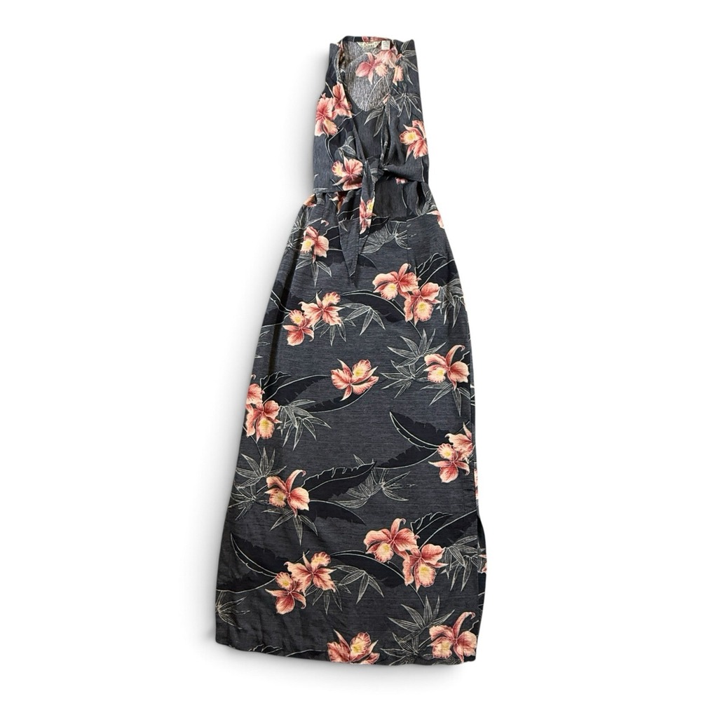 Tommy Bahama Silk Sleeveless Hawaiian Floral Print Maxi Dress Wrap Tie Front 10